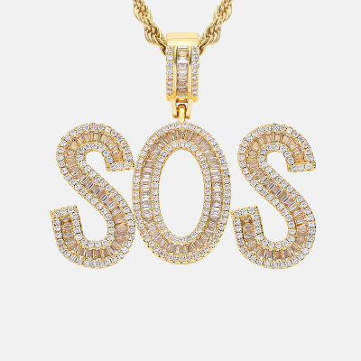 Custom Jewelry Phone Case - Square And Round Mixed Diamond Letter Pendant, Perfect Gift - CUSTOM LETTERS NECKLACE