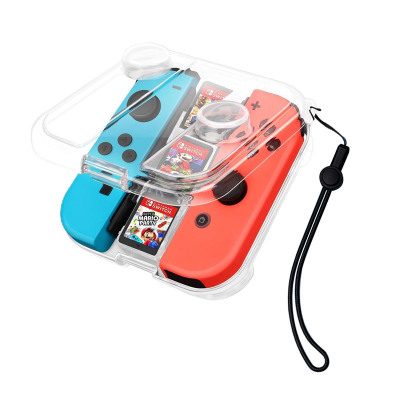 ZXI Joycon Storage Case for Switch/Switch Oled, Cute Cat Ears Hook Design, Portable Dust Proof Clear Cover, with 3 Game Slot & Lanyard - JOYCON STORAGE CASE