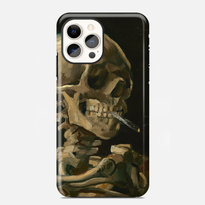 Design Phone Case - Van Gogh Art - Head of a Skeleton with a Burning Cigarette