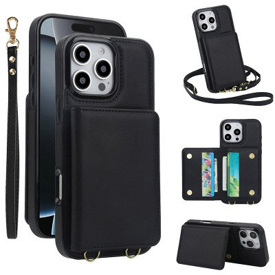 Wallet Crossbody Phone Case - ZXI Crossbody Wallet Phone Case, Premium Leather, with Card Slots & Wrist Strap, Shockproof Protective Cover - CROSSBODY LEATHER WALLET CASE