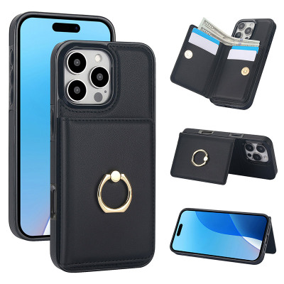 Wallet Phone Case - ZXI Classic Wallet Phone Case, Premium Leather, with 360° Rotation Finger Ring Kickstand & Card Slots - CLASSIC LEATHER WALLET CASE