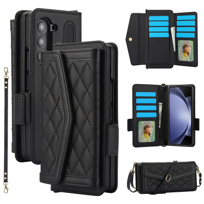 Samsung Galaxy A72 4G/5G Case - Wallet Folio Flip Crossbody Phone Case - ZXI Crossbody Flip Wallet Phone Case, Magnetic Closure, with RFID Blocking Credit Card Holder Slot & Wristband - CROSSBODY FLIP WALLET CASE