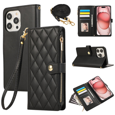 Samsung Galaxy S25 Plus Case - Wallet Folio Flip Crossbody Phone Case - ZXI Fashion Wallet Phone Case, Magnetic Flip Zipper Leather Cover, with Credit Card Slots & Shoulder Strap & Wrist Strap - FASHION FLIP WALLET CASE
