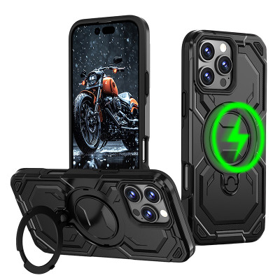 iPhone 16 Pro Case - Heavy Duty Phone Case - ZXI Heavy Duty Magnetic Phone Case, Support Magsafe, with 360° Rotating Ring Kickstand, Military Grade Shockproof Protective Cover - 360 ROTATING KICKSTAND MAGSAFE CASE