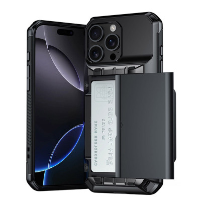 iPhone 16 Pro Max Case - Heavy Duty Wallet Phone Case - ZXI Classic Wallet Phone Case, with Credit Card Holder, Sliding Slot, Heavy Duty Shockproof Protective Cover - CLASSIC WALLET CASE