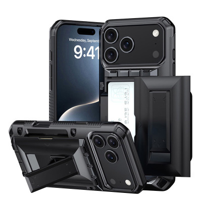 Heavy Duty Wallet Phone Case - ZXI Classic Wallet Phone Case, with Credit Card Holder & Kickstand Sliding Slot, Heavy Duty Shockproof Protective Cover - KICKSTAND WALLET CASE