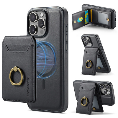 iPhone 16 Pro Max Case - Wallet Detachable Phone Case - ZXI Detachable Magnetic Wallet Phone Case, Support Magsafe, with Card Slot & 360° Rotating Ring Kickstand - MAGSAFE DETACHABLE WALLET CASE