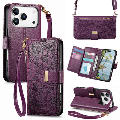 Wallet Folio Flip Crossbody Phone Case - ZXI Crossbody Wallet Phone Case, Zipper Flip Folio Leather Cover, with Card Slot Holder & Wrist Band - CROSSBODY FLIP WALLET CASE
