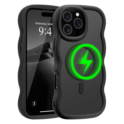 Google Pixel 9A Case - Heavy Duty Phone Case - ZXI Magnetic Phone Case, Support Magsafe, Curly Wavy Frame Design, Hard Translucent Matte Back Cover, Shockproof Protective - MAGSAFE CURLY WAVY CASE