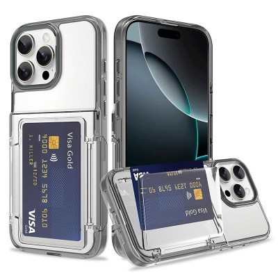 iPhone 15 Pro Max Case - Heavy Duty Wallet Phone Case - ZXI Flip Wallet Phone Case, Clear Hard Shell Back Cover, Shockproof Protective, with Credit Card Holder - CLEAR FLIP WALLET CASE