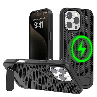 iPhone 12 Pro Max Case - Heavy Duty Phone Case - ZXI Magnetic Breathable Phone Case, Support Magsafe, Cellular Heat Dissipation Protective Cover, with Kickstand - MAGSAFE BREATHABLE CASE