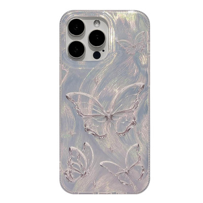 iPhone 16 Plus Case - Heavy Duty Phone Case - ZXI Heavy Duty Phone Case, Shiny Silver Butterfly Design, Trendy Slim, Shockproof Protective Cover - SILVER BUTTERFLY CASE