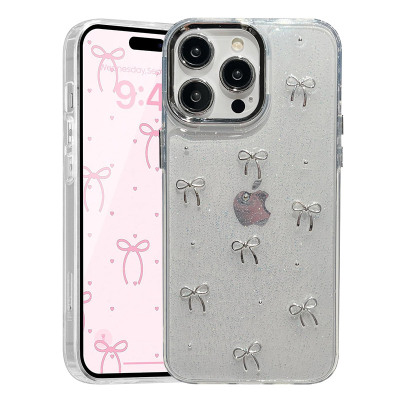 iPhone 16e Case - Heavy Duty Glitter Phone Case - ZXI Clear Glitter Phone Case, Trendy Bow Design, Shockproof Protective Cover - CLEAR GLITTER CASE