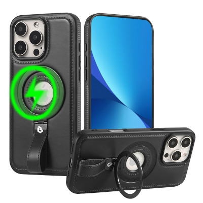Heavy Duty Phone Case - ZXI Magnetic Leather Phone Case, Support Magsafe, with Invisible Ring Kickstand, Shockproof Protective Cover - MAGSAFE LEATHER CASE
