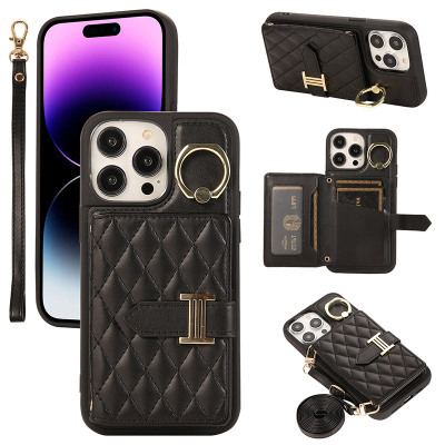 Samsung Galaxy S25 Edge Case - Wallet Crossbody Phone Case - ZXI Crossbody Wallet Phone Case, 360° Rotating Ring Kickstand, with Credit Card Slots & Wrist Band - CROSSBODY LEATHER WALLET CASE