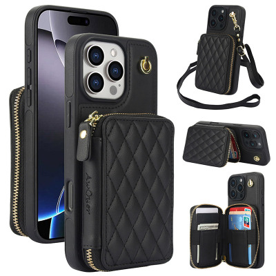 Samsung Galaxy S25 Plus Case - Wallet Crossbody Phone Case - ZXI Crossbody Wallet Phone Case, Zipper Leather Purse, with Card Slot Holder & Detachable Lanyard - ZIPPER LEATHER WALLET CASE