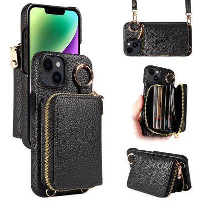 Wallet Crossbody Phone Case - ZXI Crossbody Wallet Phone Case, Zipper Leather Purse, with Card Slot Holder & Detachable Lanyard - ZIPPER LEATHER WALLET CASE
