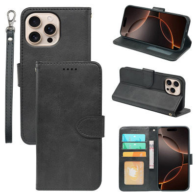 iPhone 16 Case - Wallet Folio Flip Phone Case - ZXI Classic Wallet Phone Case, Leather Flip Purse, Magnetic Closure, with Card Slot Holder & Wrist Band, Shockproof - LEATHER FLIP WALLET CASE