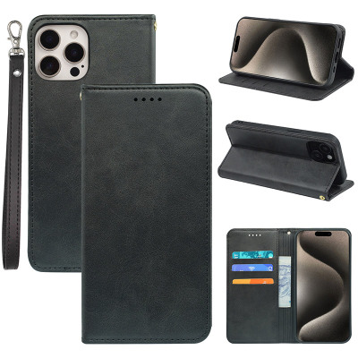Wallet Folio Flip Phone Case - ZXI Classic Wallet Phone Case, Leather Flip Purse, Magnetic Closure, with Card Slot Holder & Wrist Band, Shockproof - CLASSIC LEATHER WALLET CASE